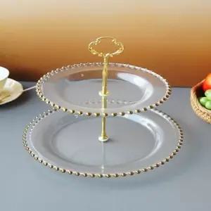 골드 폴카도트 2단 케이크스탠드 파티플레이트 접시