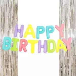 은박 풍선 생일 마카롱 + 커튼 샴페인골드 세트 파티