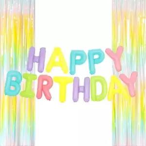 은박 풍선 생일 마카롱 + 커튼 마카롱 세트 파티 장식