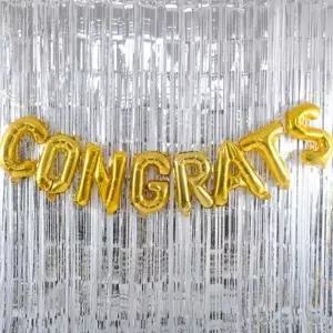 은박 풍선 축하 골드 + 커튼 실버 세트 파티 기념일