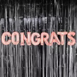 은박 풍선 축하 로즈골드 + 커튼 블랙 세트 파티 장식