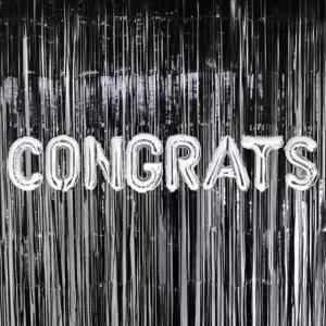 은박 풍선 축하 실버 + 커튼 블랙 세트 파티용품 장식