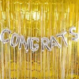 은박 풍선 축하 실버 + 커튼 골드 세트 생일파티 장식