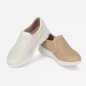 엘칸토 HC09 여성 소가죽  보석 슬립온 (화이트/베이지) LCWO54U613-4