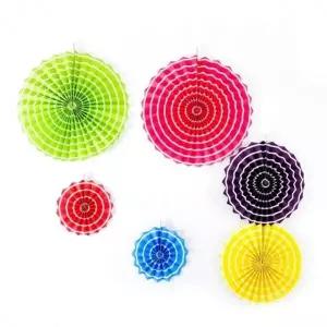 환타스틱 파티 장식 팬세트 6개입 라운드패턴 가랜드