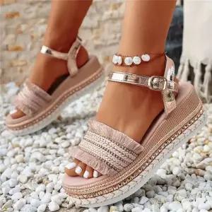 알마센 여사친 캐주얼 메쉬 컴포트 웨지힐 통굽 마끈 샌들 웨지 슈즈 ADOR5