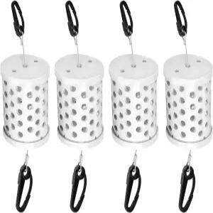 dcvbny 4팩 봉인 방지 미끼 케이지 견고한 PVC 튜브 퀵 릴리스 클립 고용량 낚시 덫 바구니 먹이통 상자