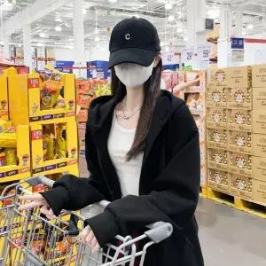 블랙 롱 추동 봄 여자티 카디건 맨투맨 후드 상의 먹물 원템3