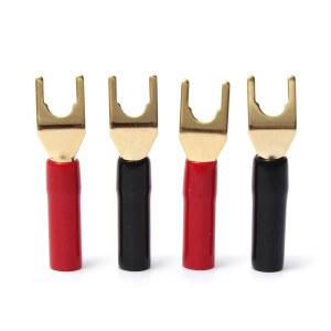 4Pcs Y 스타일 스페이드 바나나 플러그 금도금 튜닝 포크 잭 솔더리스 스피커 케이블 전원 터미널 커넥터