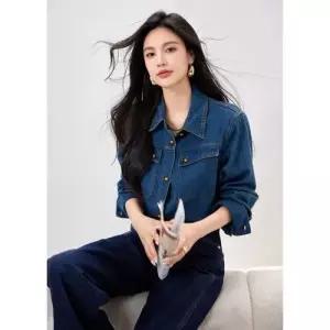 마르소 데님 빈티지 캐주얼 가을 여성데님셔츠 셔츠 프렌치 상의 무지 긴팔 UNO3