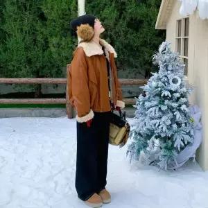 여성용 모피코트 램스울 일체형 퍼 코트 라이크 원픽1