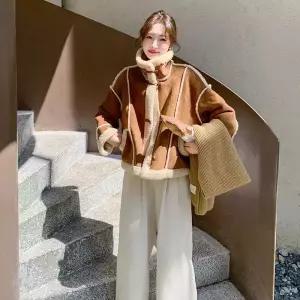 여성 램스울 일체형 코트 라이크 퍼 모피코트 원픽1