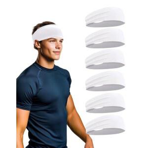 남녀를 위한 6팩 스포츠 머리띠, 스웨트 위킹 운동 스웨트밴드, 달리기, 자전거 타기, 축구, 요가를 밝은 머리띠
