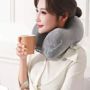 벨벳 여행용 목베개 쿠션 비행기 휴대용 목쿠션 기내용베개 WFJM553
