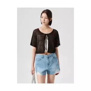 브랜드정품 에잇세컨즈 8SECONDS 리본 스트랩 반소매 가디건 카디건 브라운 (32475ALY1D) 358071