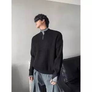 투피스 가을 캐주얼 남성 니트 폴라 가짜 이중 터틀넥 패션 상의 MODU3