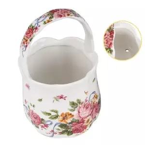 손잡이 도자기 수저통-대 약6.8x15.5cm 꽃