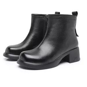 여성 빈티지 부츠 패션워커 가죽 기모 키높이 신발 러블리 앵클 통굽 리얼 플랫워커 추동 다올4