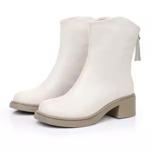 여사친 가보시 리얼 추동 러블리 워커 플랫워커 신발 뒷지퍼 미들부츠 가죽 통굽 부츠 다올4