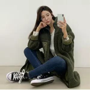 소프트 롱 양털후리스 오버핏 여성 아우터 겨울잠바 빅사이즈 긴