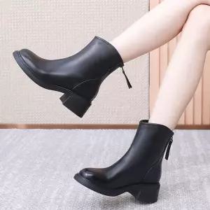 여사친 빈티지 수제화 통굽 라운드 러블리 털가죽 플랫워커 신발 미들부츠 워커 앵클부츠 추동 다올4