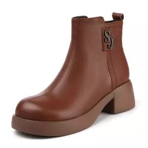 여성 러블리 신발 플랫워커 두층소가죽 워커부츠 단화 추동 리얼 가죽 통굽 앵클부츠 첼시부츠 다올4