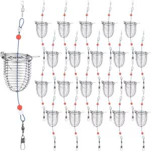 Hollowfly 20개 스테인리스 스틸 낚시 미끼 덫 케이지 피더 바구니 홀더 거친 액세서리