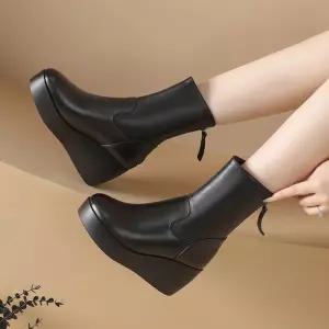 두겹 추동 뒷지퍼 여성패션 워커힐 가보시 컴포트워커 웨지퍼 앵클부츠 통굽 소가죽 DL4