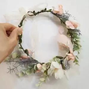 꽃 화관 셀프웨딩 소품 브라이덜샤워 촬영용 머리장식
