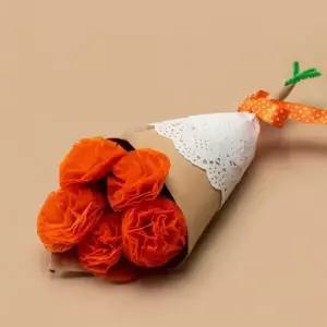 꽃다발 만들기 DIY 종이꽃 졸업식 선물 오렌지색