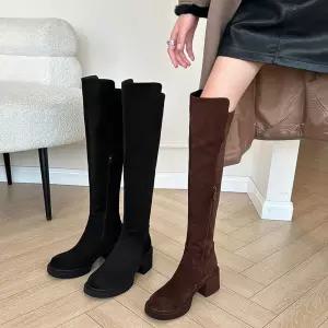 여자 신발 추동 무릎굽 엘레강스 슬림 부츠 세무 가보시 스판 러블리 롱부츠 6cm 다올4
