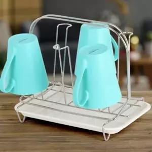 컵꽂이 6구 스테인레스 위생 스텐레스컵 정리대 걸이 주방