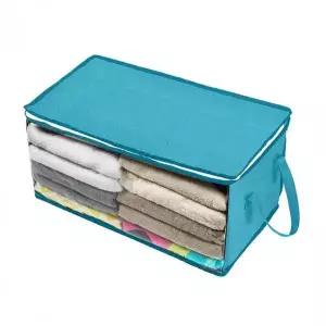 옷수납함 옷정리함 투명창 부직포 그린