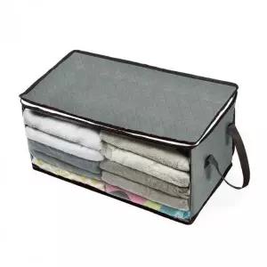 옷정리함 투명창 부직포 수납함 그레이