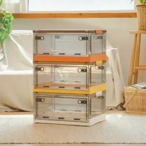 다용도 정리 수납 투명 상자 적층 오픈형 폴딩 박스