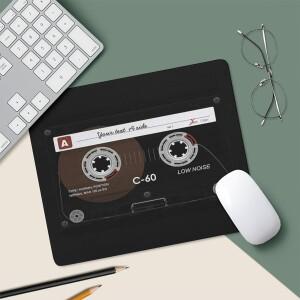 [호환품]빈티지 카세트 테이프 마우스 패드 미끄럼 방지 고무 음악 플레이어 저소음 컴퓨터 매트 노트북 액