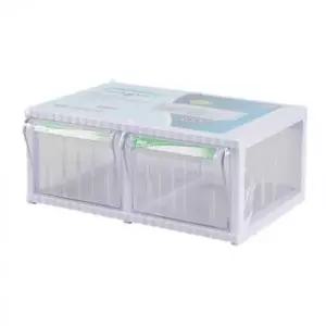 ( )투명 서랍장 슬라이딩 미니 정리함 2칸 적층 수납함 사무 공구 부품정리