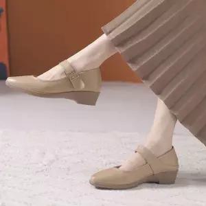 오피스룩 구두 봄가을 플랫 통굽 편안한 여자신발 단화 소가죽 펌프스 사계절 원템5