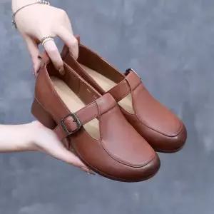 봄가을 폼 가죽 구두 펌프스 통굽 단화 플랫 여자신발 4계절 원템3