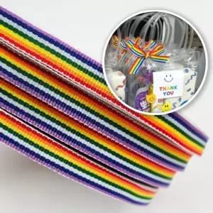 나오유 리본끈 구디백 선물 포장 리본공예 무지개 한롤 50m