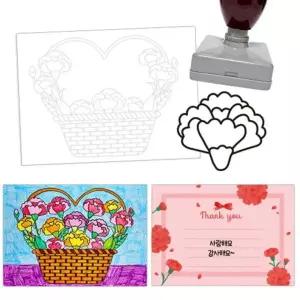 카네이션 카드 도장그림 (도안포함) 만들기 학원 학교 어버이날 스승의날