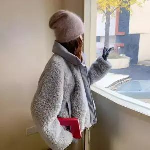 여성 라이크 램스울 퍼 코트 일체형 모피코트 1PICK1