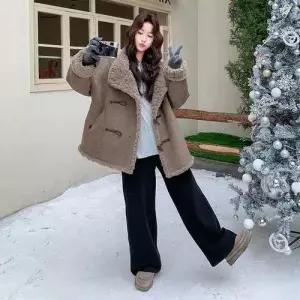 여성용 모피코트 라이크 퍼 일체형 양면 스웨이드 코트 1PICK1