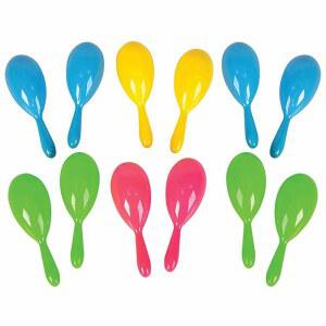 드레이델 컴퍼니 미니 플라스틱 네온 마라카스, 노이즈메이커 피에스타 파티 선호, 4인치 밝은 색상 (12팩)