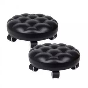 ( )이동형 낮은의자엠보형 블랙-2개 바퀴달린 작업의자 바퀴5개 회전이동형의자 스툴 바닥청소의자