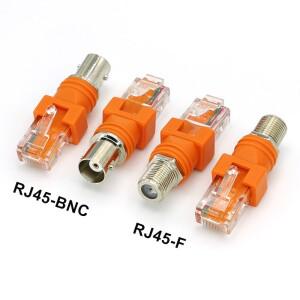 2Pcs BNC 암-RJ45 수 어댑터 커넥터 RF 플러그 동축 섀시 패널 마운트 모니터 액세서리