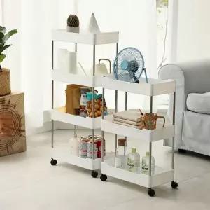 [RIZPICK]이동식 트롤리 3단 4단 수납 선반 틈새 북카트 코너 정리대
