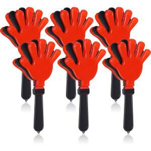 사이후드 6개 핸드 클래퍼 7.5인치 노이즈 메이커 파티, 축구 농구 생일 장식 선물 용품으로 플라스틱 스포츠 이벤트 응원 (레드와 블랙)