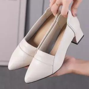 소프트탑 스틸레토 작은 빅사이즈 단화 구두 여자플랫슈즈 봄가을 가죽 통굽 중굽 사계절화 리얼 ible3