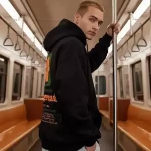 [옷자락]남성 오렌지 프린트 레트로 무드 후드티